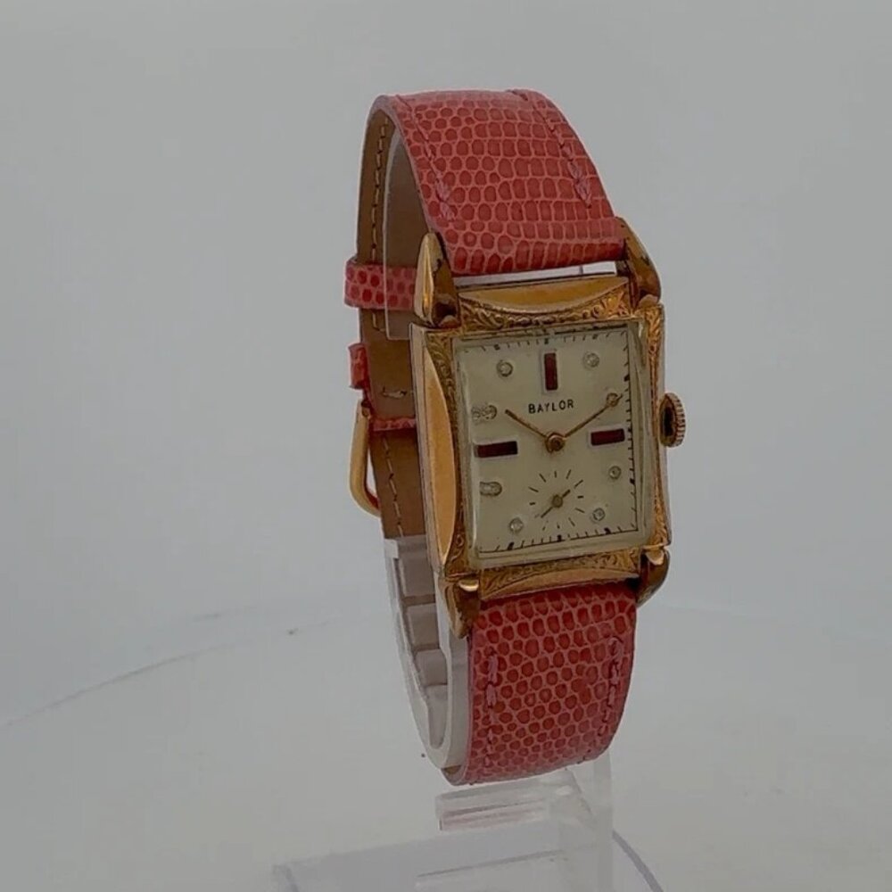 Vintage Baylor Tank Style Jeweled Dial 17 Jewel Unisex Wristwatch Swiss 10k RGP